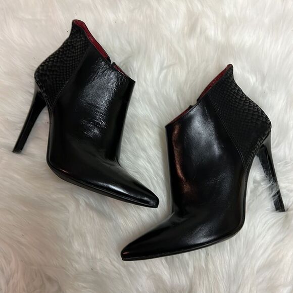 Fabio Fabrizi Black Leather Stiletto Ankle Boots Size 6.5/37 A2 - Picture 4 of 10